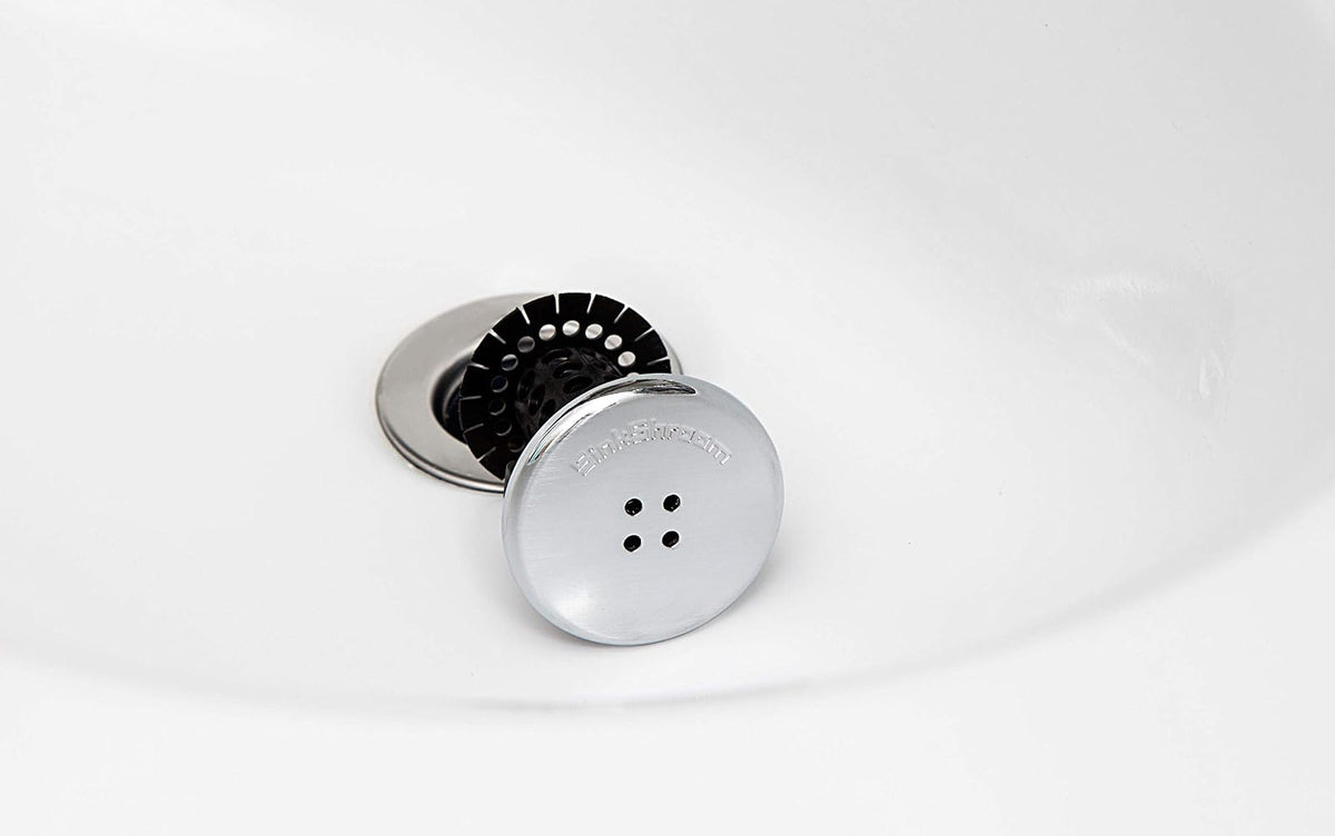 SinkShroom Combo Edition Revolucionario Protector de Drenaje para Fregadero de baño, colador, Snare, Plus StopShroom Tapón