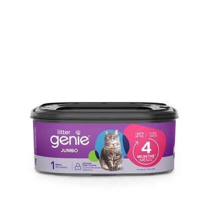 Litter Genie El Recambio Jumbo | Paquete de 1 | Ofrece 28 pies de Bolsas Que Pueden durar hasta 4 Meses para un Gato