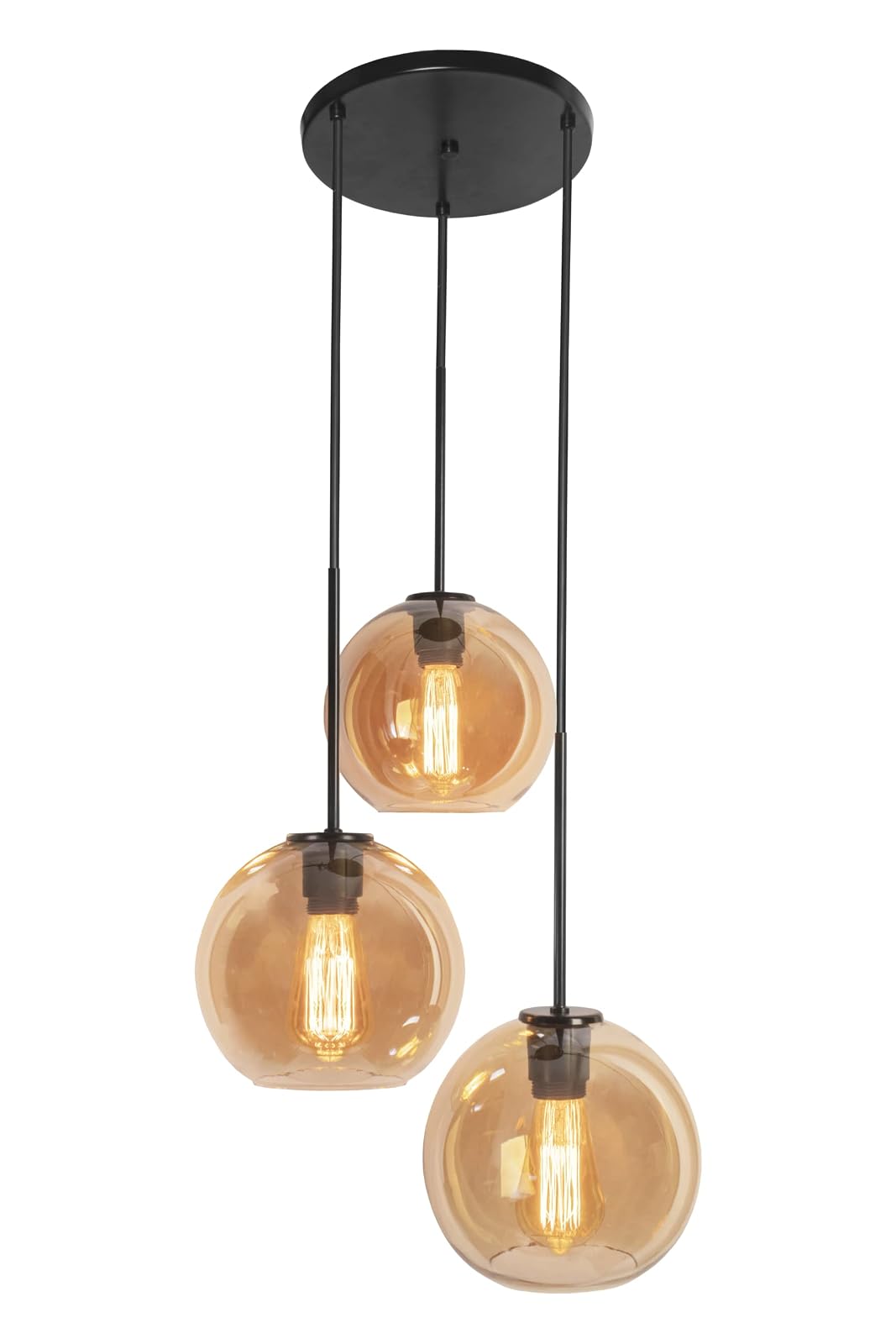 MX-CL7018-N/AMB | CANDIL TRIPLE DE VIDRIO SOPLADO COLOR AMBAR