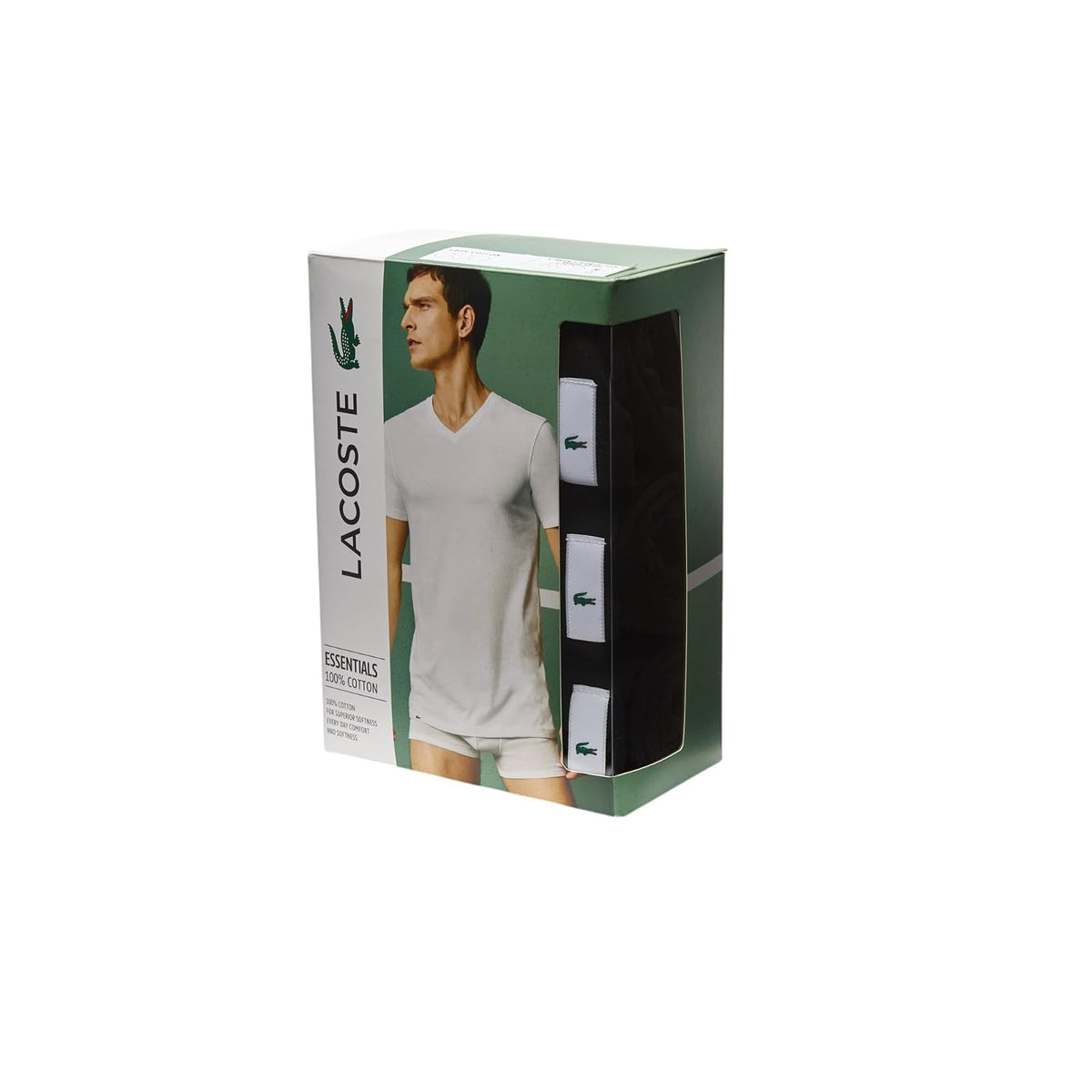 Lacoste Essentials - Paquete de 3 Camisetas de Cuello Redondo 100% algodón, Ajuste Regular Capa de Base Superior para para Hombre