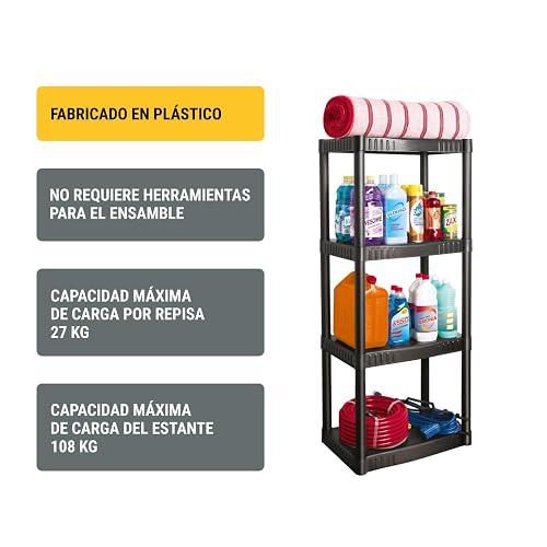 Pretul EST-4P, Estante plástico, 4 repisas, Capacidad máx 108 kg