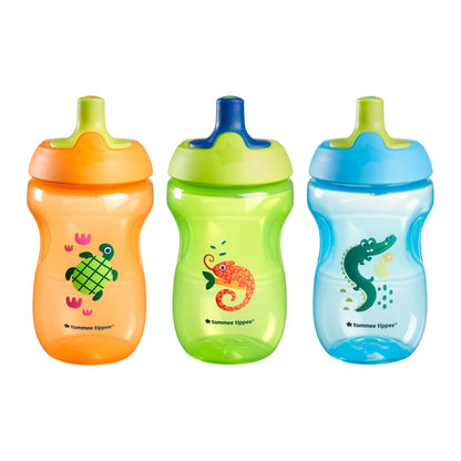 Tommee Tippee Vaso Entrenador Sporty 295ml, 1-3 Años, Paquete de 3 - Orange, Green, Blue
