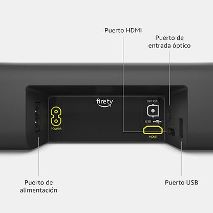 Barra de sonido Fire TV, bocina 2.0 con DTS Virtual:X, Dolby Audio y conectividad Bluetooth