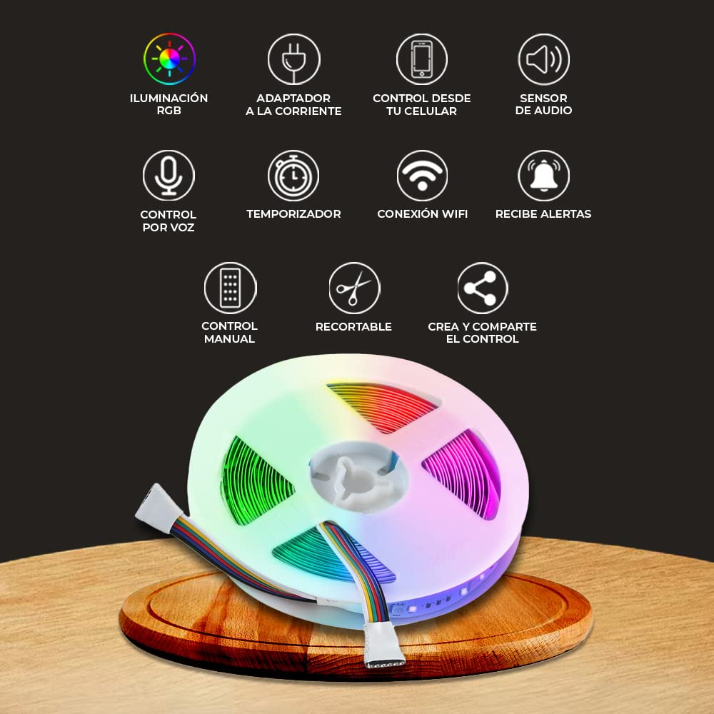 Tira LED con Wifi, Tecnolite Indoor Smart Strip, Longitud: 5 Metros + Tira LED Inteligente Wifi, Iluminación Indoor Smart Strip, Longitud 5 Metros