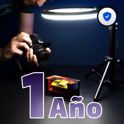 GAME FACTOR Aro de Luz Led 10” USB con Trípode LRG300 18W 3 Modos Regulable para Video y Streaming