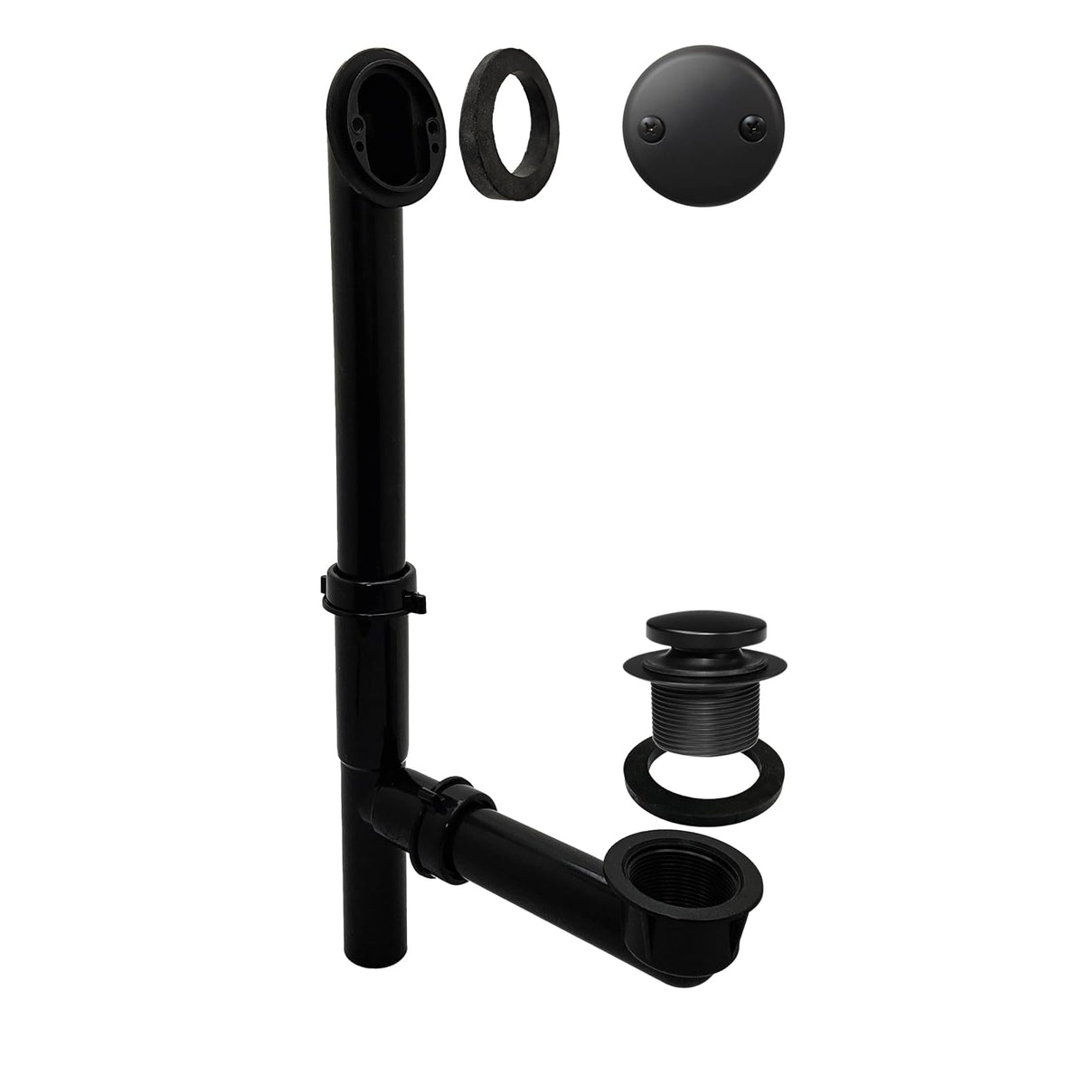 Westbrass 593144-01 Desagüe de baño con punta tubular de 1-1/2 pulgadas, color negro, latón pulido, Negro mate