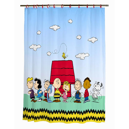 Franco Peanuts - Juego de 13 Cortinas de Ducha y Anillos (Producto 100% con Licencia Oficial) - 182.9An x 182.9Al cm (13 Paneles) - Cacahuetes