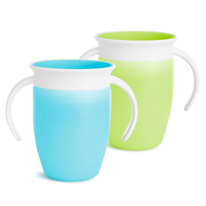 Munchkin Miracle 360 Taza de Entrenamiento sin Fugas, Paquete de 2 - Azul - Verde 2 unidades