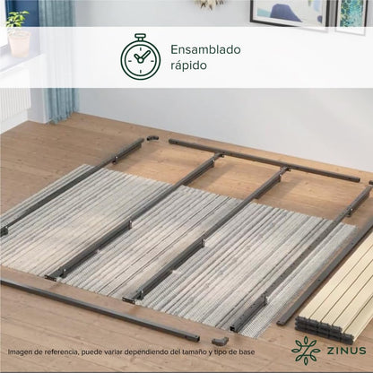 Zinus Euro Smart | Base de Cama Matrimonial de Metal con Espacio de Almacenamiento | Fácil de Armar y con 5 años de Garantía