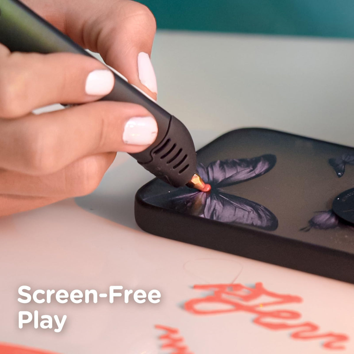 3Doodler Flow - Bolígrafo de impresión 3D para Adolescentes, Adultos y Creadores, Color Negro, con filamentos de Recarga, Libro de Plantillas y guía, 3.1 x 10.8 x 4.5 Pulgadas