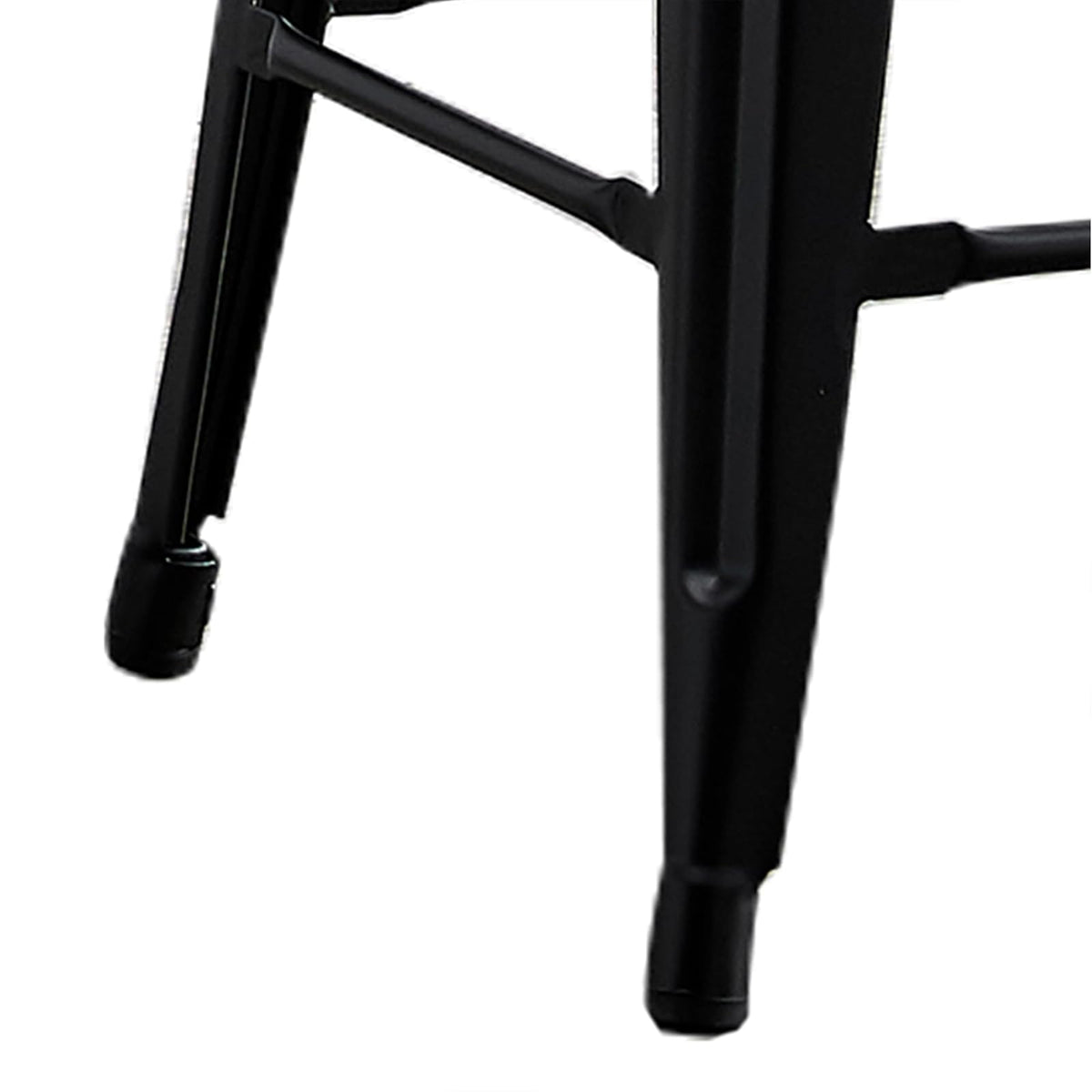 AC Pacific Modern Backless Light Weight Industrial Metal Barstool 4 Leg Design, 24" Seat Bar Stools (Set of 2), Matte Black Finish