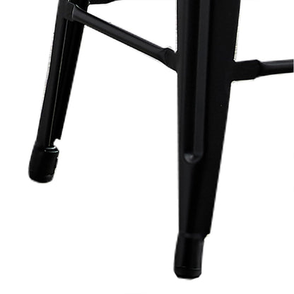 AC Pacific Modern Backless Light Weight Industrial Metal Barstool 4 Leg Design, 24" Seat Bar Stools (Set of 2), Matte Black Finish