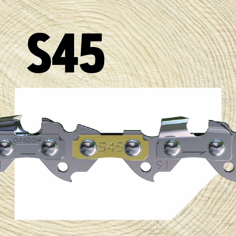 Oregon S45 AdvanceCut - Cadena de Repuesto para Barra guía de 12 Pulgadas, 45 eslabones de transmisión, Paso: Perfil bajo de 3/8 Pulgadas, Baja vibración, Calibre de 0.50 Pulgadas