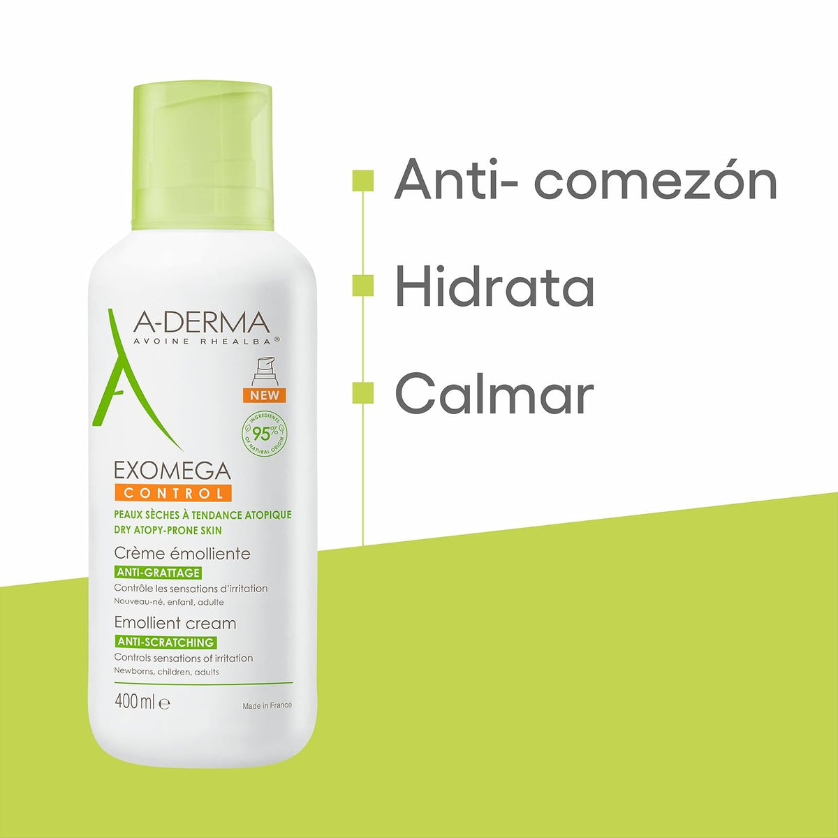 A-Derma Exomega Control Crema Hidratante Emoliente Piel Atópica, 400ml
