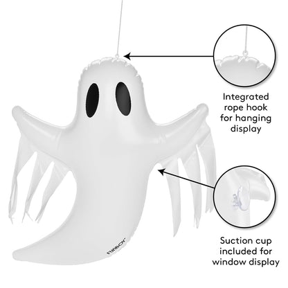 FUNBOY - Decoración Colgante de Fantasma de Halloween (Paquete de 3) – Incluye ventosas y Perchas, Decoraciones espeluznantes para Interiores y Exteriores