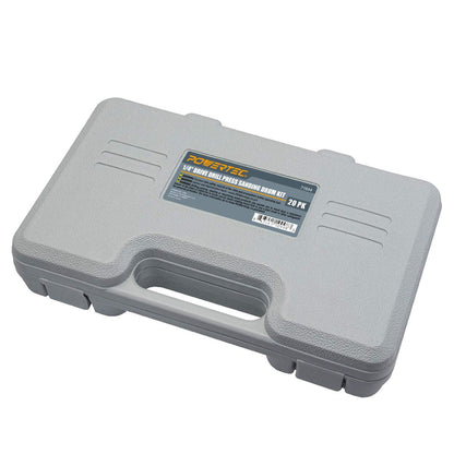POWERTEC 71634 Kit de tambor de lijado de prensa de taladro de 20 piezas con vástagos de ¼ y 1/8 pulgadas, mangos de lijadora de husillo, estuche de transporte de herramientas