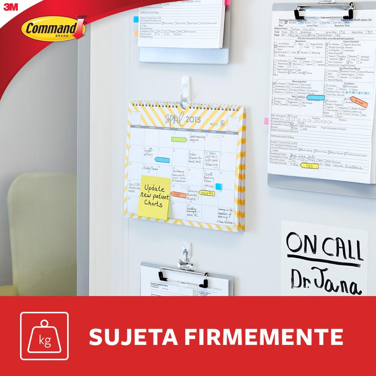 COMMAND 3M Gancho Adhesivo Removible de Plástico Mediano Blanco 8 piezas | Soporta hasta 1.3 kg, Organiza interiores sin dañar superficies, No requiere herramientas, Fácil de instalar, Fijación segura
