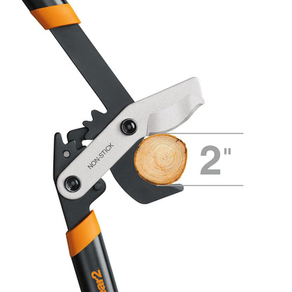 Fiskars - Loppers de 32 pulgadas para recortar árboles, hoja de acero afilada de baja fricción, cortador de ramas de hasta 2 pulgadas de diámetro, tecnología PowerGear2 que multiplica la potencia para