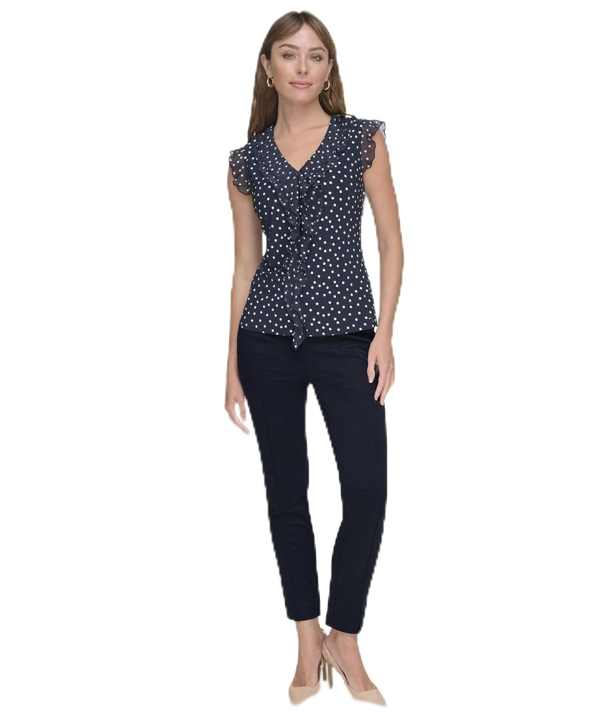 Tommy Hilfiger - Camisas de Trabajo sin Mangas con Volantes para Mujer