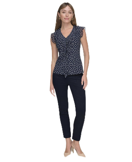 Tommy Hilfiger - Camisas de Trabajo sin Mangas con Volantes para Mujer