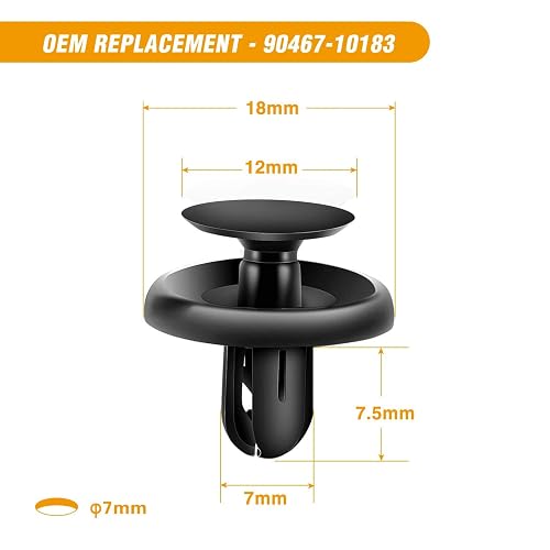 Gooacc Retenedores Tipo Empuje, 6.5/7/9 mm, para Toyota y Lexus, 100 Piezas con Removedor, GRC-79