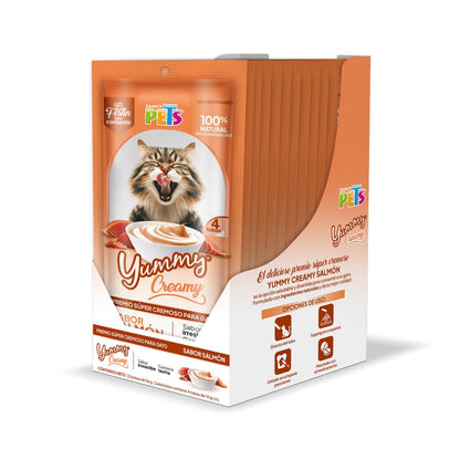 Premio cremoso lamible Fancy Pets Yummy Creamy para gato, surtido atún y salmón - Salmón - 48 TUBOS