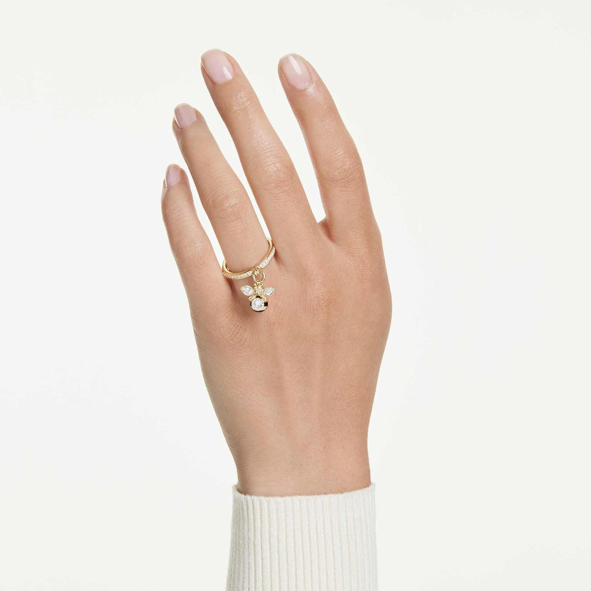 Anillo con motivo Idyllia de Swarovski, cortes mixtos, abeja, multicolor, chapado en oro rosa