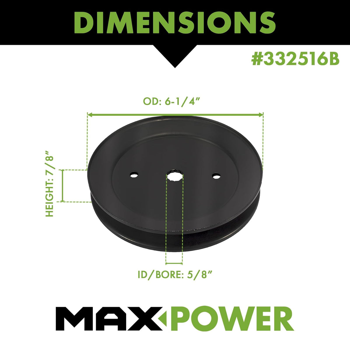 Maxpower 332516B Polea de husillo sustituye a AYP/Craftsman/Husqvarna/Poulan 195945 197473 532195945