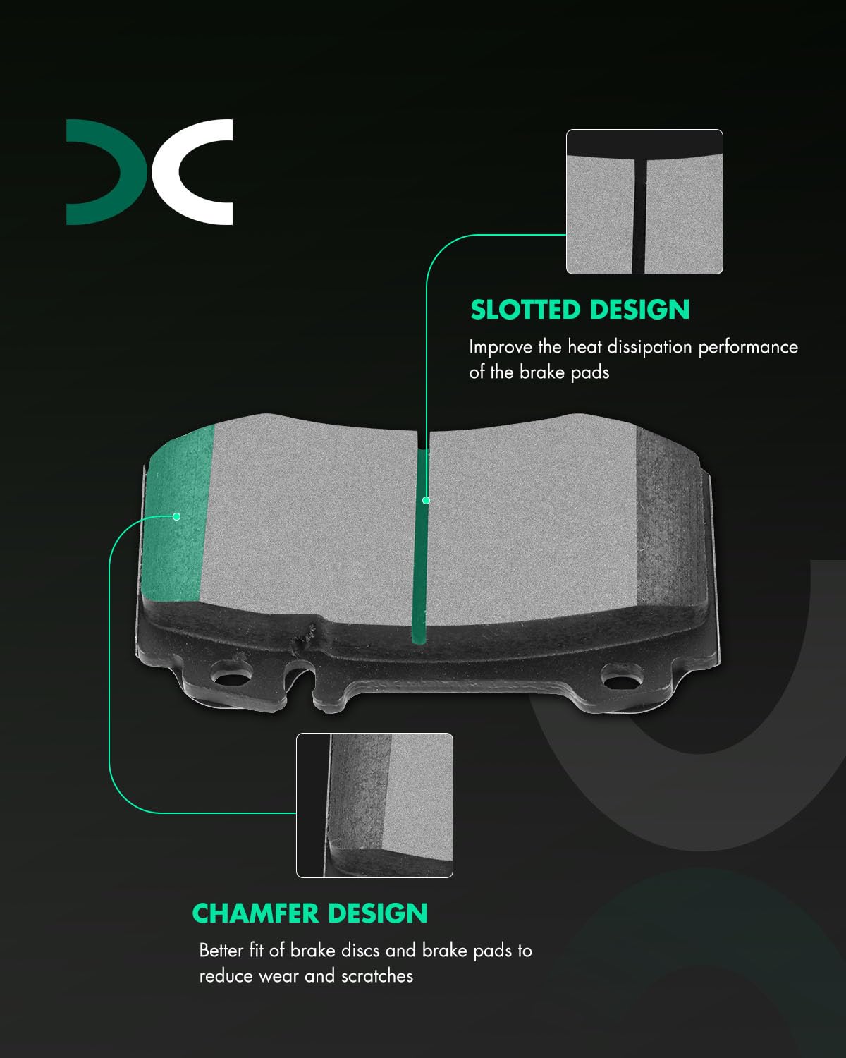 SCITOO D847 Juego de pastillas de freno semimetálicas delanteras | Compatible con Mercedes-Benz 600SL, C32 AMG, C3, C350, C55 AMG, CL500, CLK55 para AMG, CLS550, E350, E550, ML430, ML500