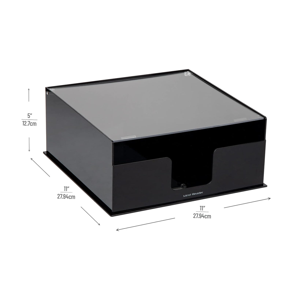 Mind Reader Paper Plate Holder, Covered Dispenser, Dinner Party Essentials, Plate Caddy, Acrylic, 11" L x 11" W x 5" H, Black