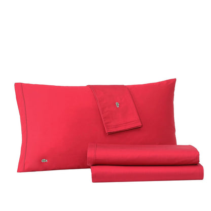 Lacoste Percale Sábana Bajera, Chili Pepper, Individual Extra Grande, 1, 1