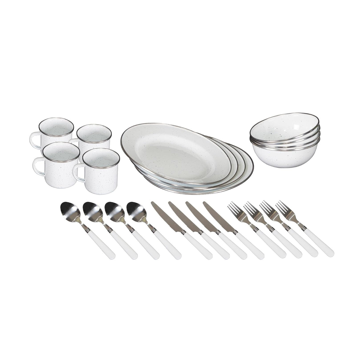 Stansport 24-Piece Enamel Camping Tableware Set