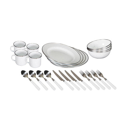 Stansport 24-Piece Enamel Camping Tableware Set