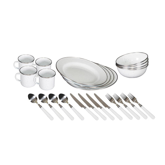 Stansport 24-Piece Enamel Camping Tableware Set