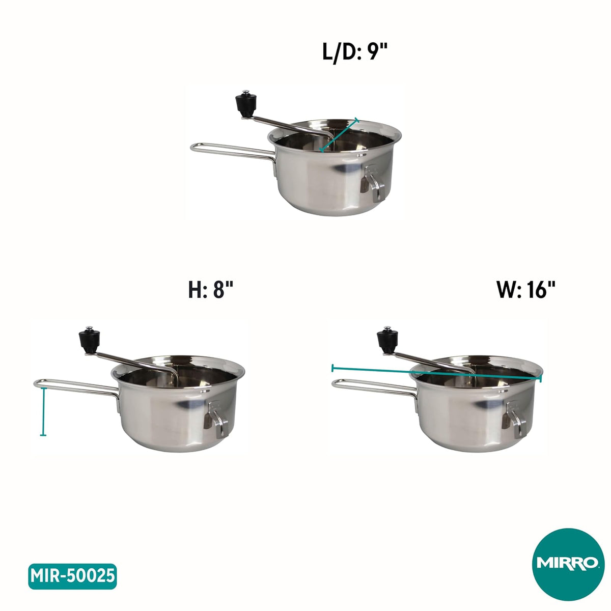 Mirro 50025 Foley - Molinillo de alimentos saludables de acero inoxidable, 3.5 cuartos de galón, color plateado