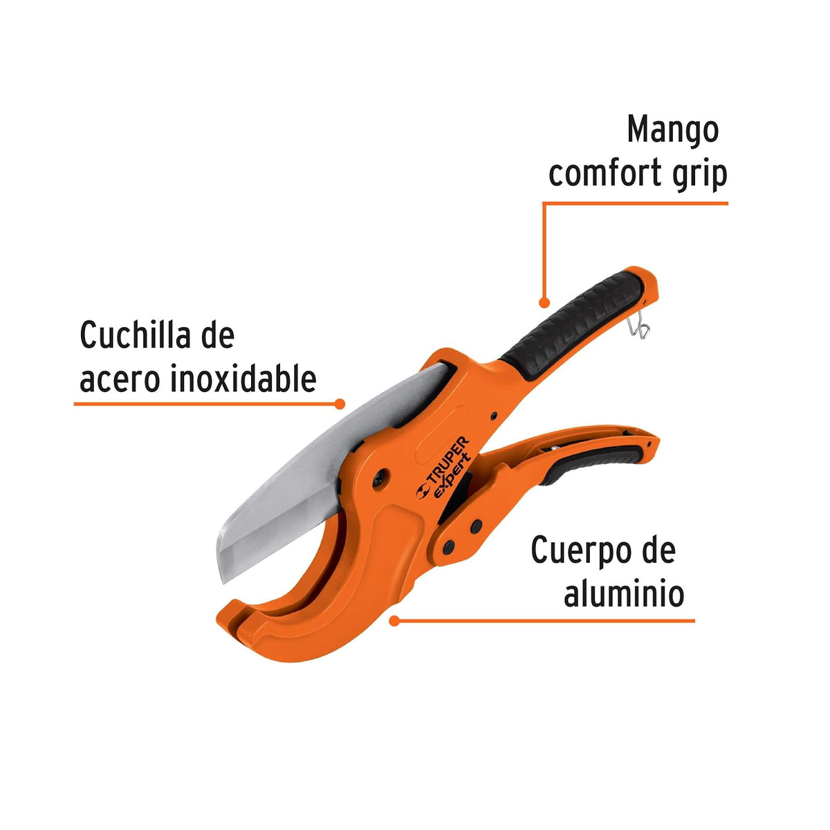 Truper Expert COT-PVC-X, Cortador de tubo de PVC, cuchilla de acero de alta dureza