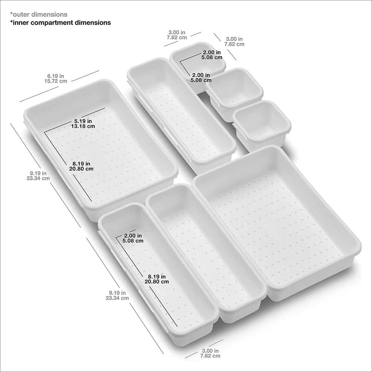 Madesmart - Paquete de 8 contenedores entrelazados personalizables multiusos, una organización en el hogar, sin BPA, blanco, 8 unidades