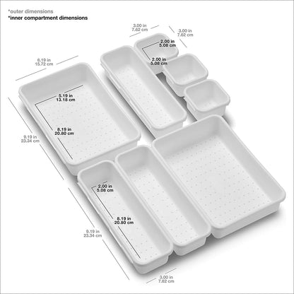 Madesmart - Paquete de 8 contenedores entrelazados personalizables multiusos, una organización en el hogar, sin BPA, blanco, 8 unidades