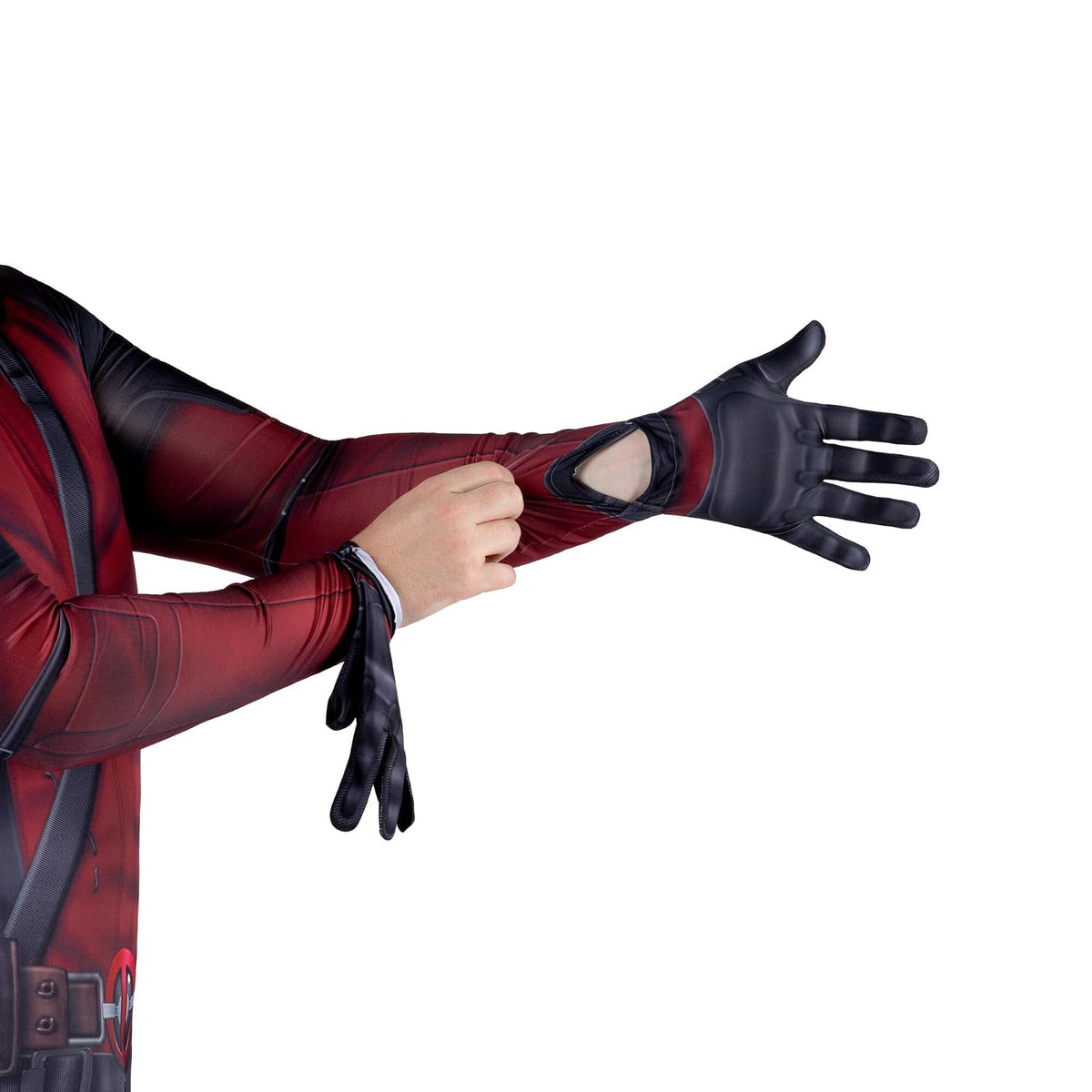 MARVEL Deadpool - Disfraz oficial de Halloween de Zentai para adultos, elastano elástico con aberturas en la muñeca (L)