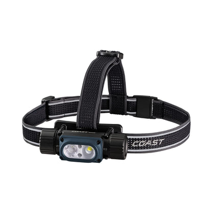 Coast WPH34R 2000 lúmenes impermeable ultra brillante IP68 USB recargable, doble potencia, 6 modos con haz de luz y de inundación, azul/negro