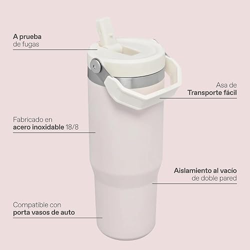 Stanley IceFlow FlipStraw Termo 887ml | Pistacho, acero inoxidable reciclado, aislamiento al vacío, mantiene bebidas frías 12H