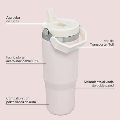 Termo Stanley IceFlow FlipStraw Tumbler 887ml - Stanley Termo de acero inoxidable con popote abatible