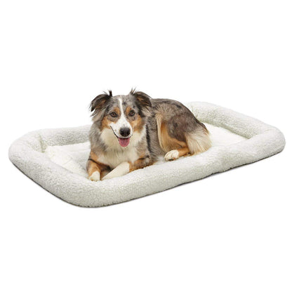 MidWest Cama para Perro o Gato con Refuerzo Acolchado - blanco, (White Fleece) - 1.06 m