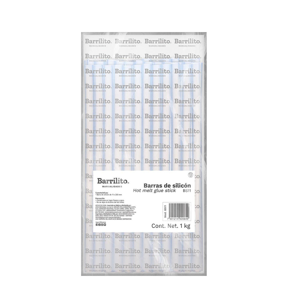 Barrilito Barra de Silicón para Pistola, Paquete de 1 Kg - 11 MM