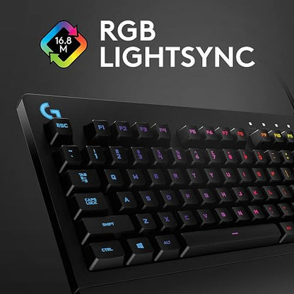 Logitech G213 Prodigy Teclado Gaming en Inglés, RGB LIGHTSYNC, Teclas Retroiluminadas, Resistente a Salpicaduras, Teclas Personalizables, Controles Multimedia Dedicados - Color Negro