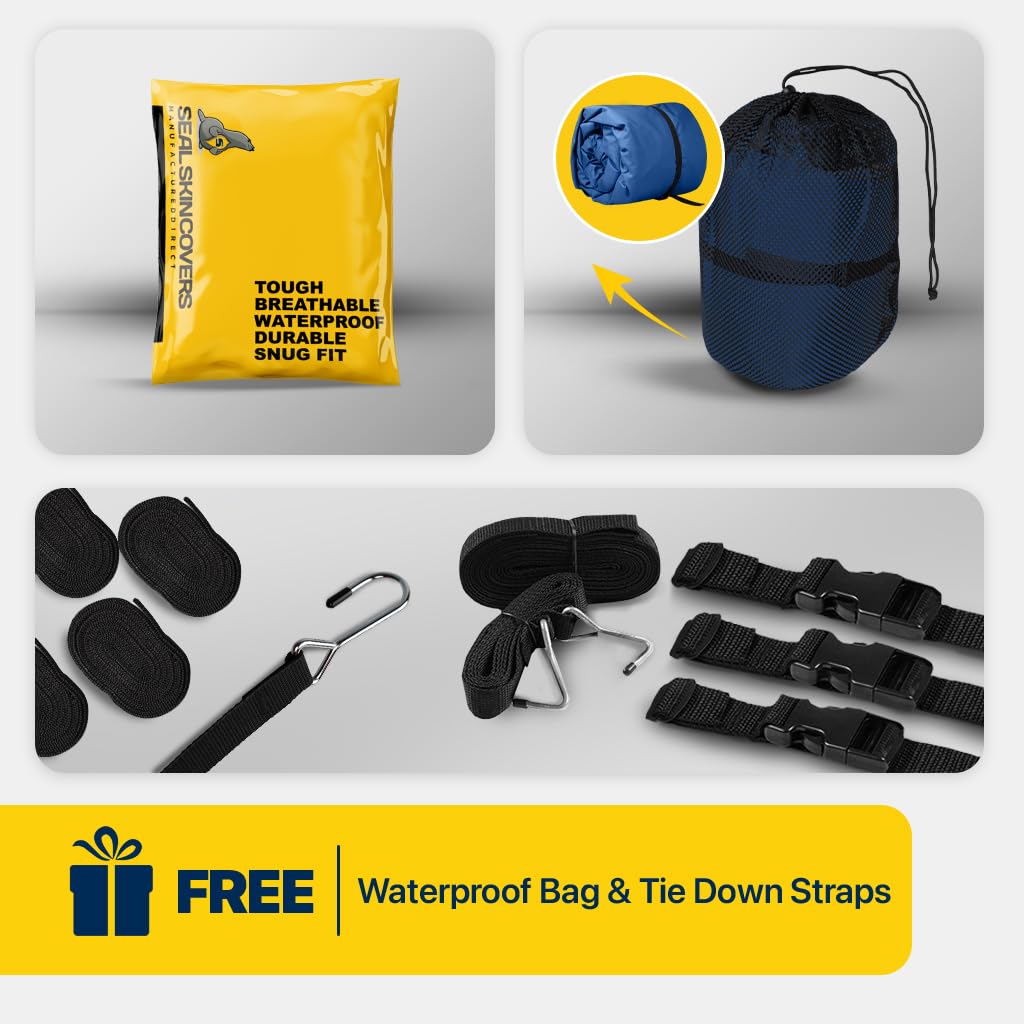 Seal Skin Covers Funda para Barco con Consola Central, Impermeable, Protección para Todo Clima, Cubierta de Grado Marino para Barcos de 21'-22' de Largo y hasta 106" de Ancho con Correa y Hebilla