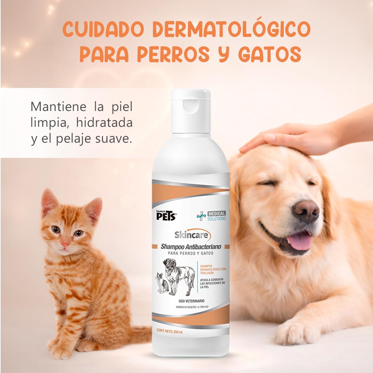 Fancy Pets Medical Solutions Skincare Shampoo para Perro y/o Gato con Problemas en la Piel por Microorganismos con 250 Mililítros