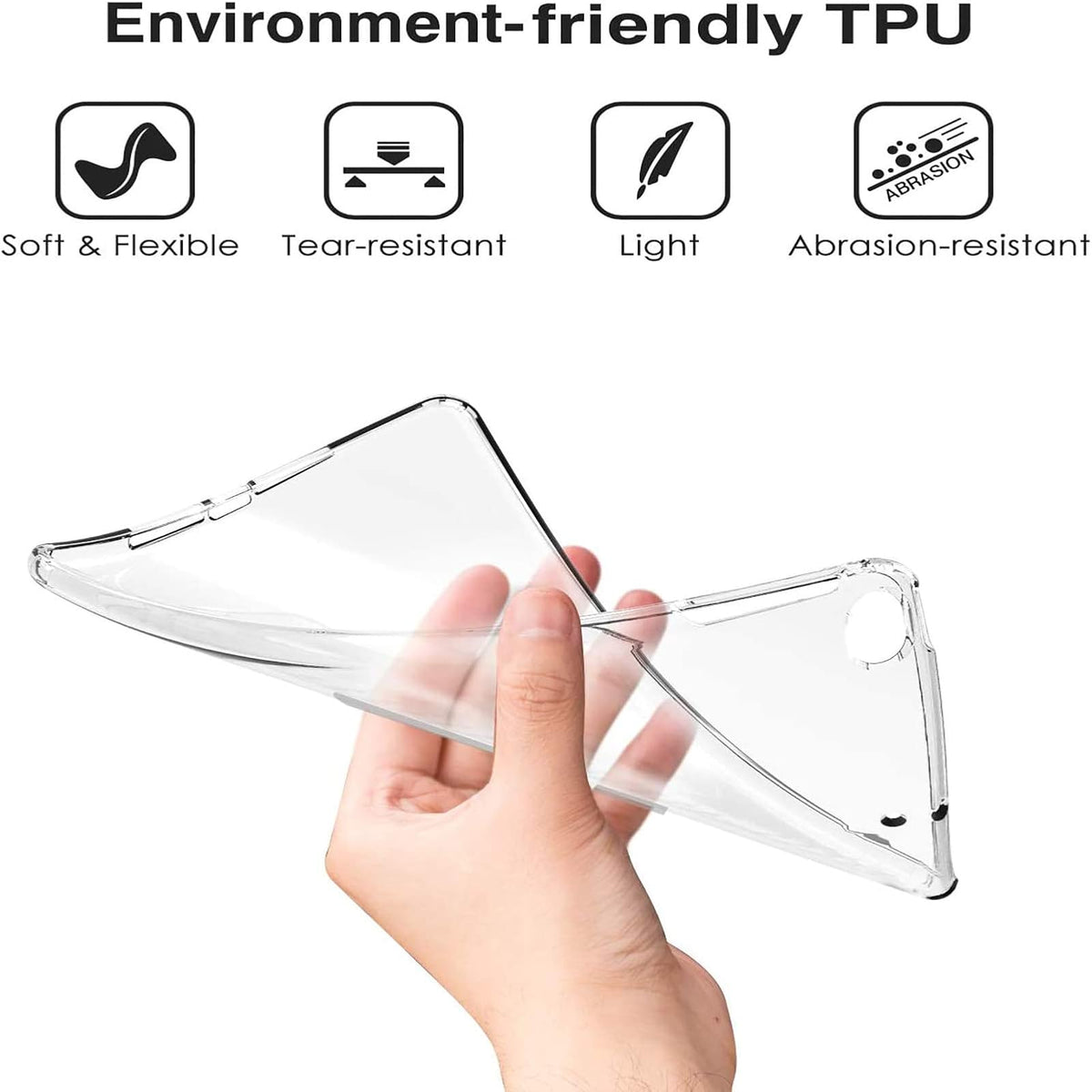 ORIbox - Funda para iPad 7th y iPad 8th y iPad 9th Gen [10.2 Pulgadas] Transparente, con protección de 4 Esquinas a Prueba de Golpes, Cubierta Trasera de TPU para iPad, Transparente