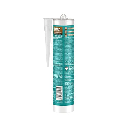 Sista Domos Policarbonato & PVC Transparente 300 ml, Sellador Profesional 100% Silicón, Gran Adhesión, Flexible, Resiste Rayos UV, Manchas y Corrosión, para Juntas de Expansión, Tuberías y Ventanas