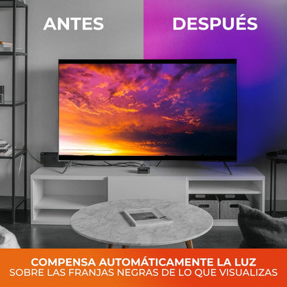 Tecnolite Connect Kit Tira LED de TV Inmersión Inteligente Wi-Fi Sync Box - Luz RGB, Retroiluminación para Pantallas hasta 90'', Gaming, Música, Compatible con Alexa, Google Assistant, Atajos de Siri